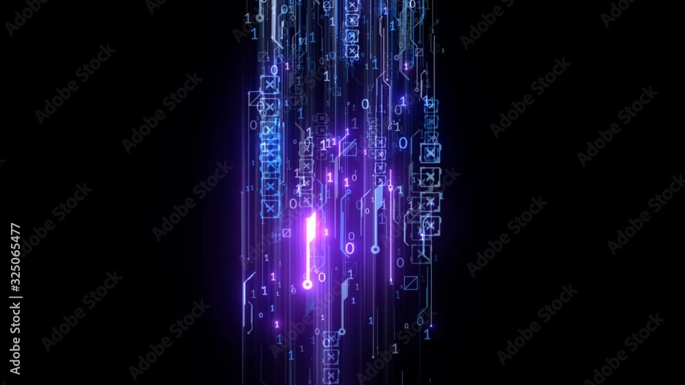 Wall mural falling digital stream data background