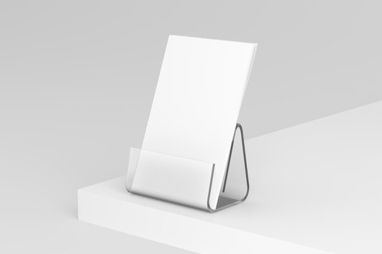 Desk Calendar With Transparent Plastic Stand 3D Rendered White Blank Mockup