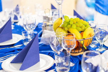 event room with decorated chairs