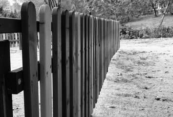 Wooden fence in the park.
