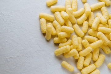 Background with milk corn sticks.