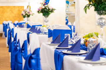 event room with decorated chairs