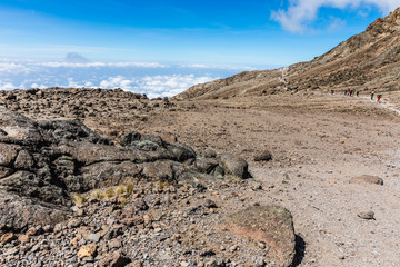 Fototapeta na wymiar View from the Lemosho trail, the most scenic trail on mount Kilimanjaro, Tanzania