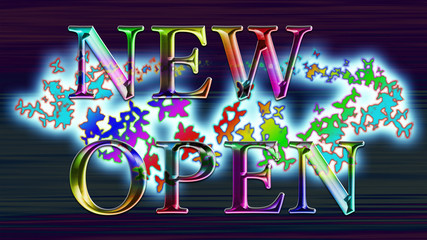 New open（ニューオープン）という文字列！パチンコ、パチスロ、スロットの広告にピッタリ！