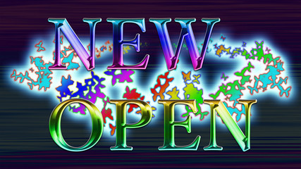 New open（ニューオープン）という文字列！パチンコ、パチスロ、スロットの広告にピッタリ！