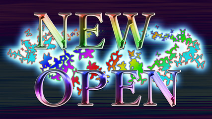 New open（ニューオープン）という文字列！パチンコ、パチスロ、スロットの広告にピッタリ！