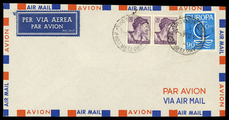 Luftpost airmail Italien Italy vintage retro Italia Poste Italiane Briefumschlag envelope...