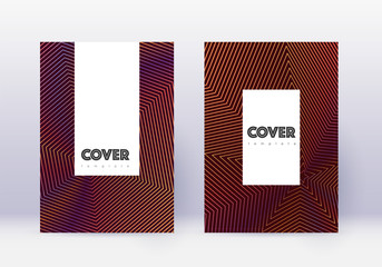 Hipster cover design template set. Orange abstract