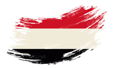 Yemeni flag grunge brush background. Vector illustration.