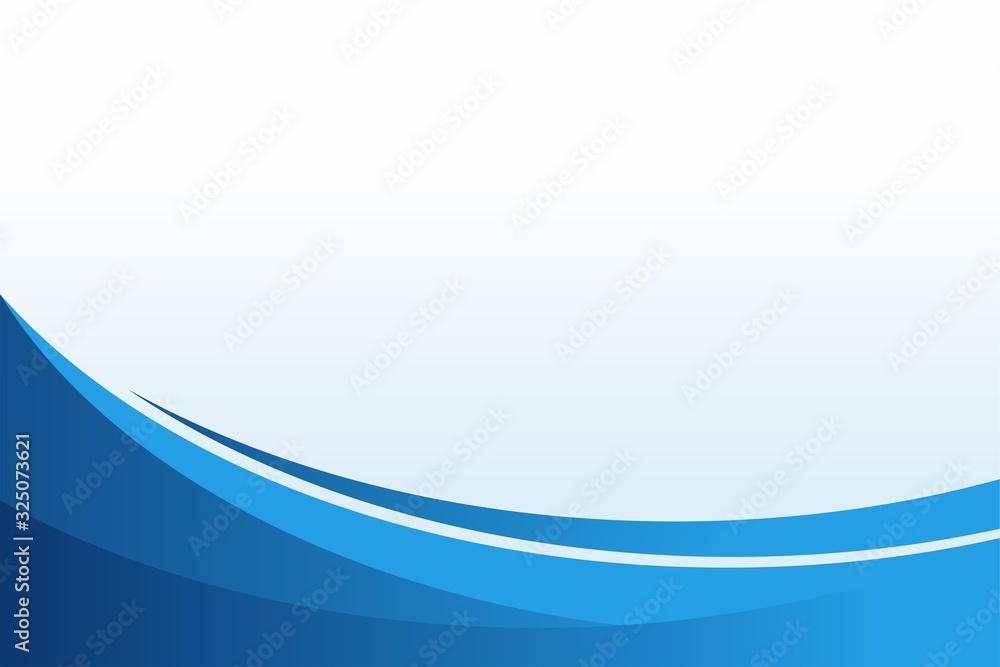Poster simple abstract blue and white wave background design template vector, blue gradient flow background