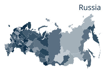 Map of the Russia. Vector image of a global map in the form of regions in Russia. Easy to edit
