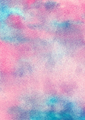 Watercolor drawing. Background with abstract spots, transitions, and gradient. Green, yellow and blue shades. Texture of watercolor paper.