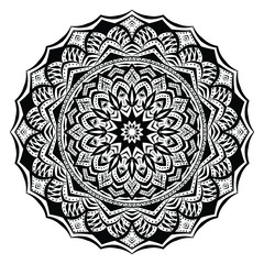 Black and white circle shaped Mandala Vector