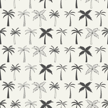 Seamless palm pattern for textile design. Vector illustration.