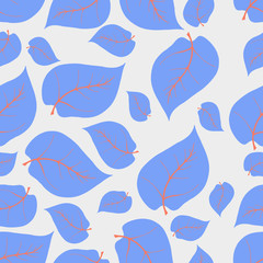 Leaves Pattern. Endless Background. Seamless pattern with pastel blue leaves