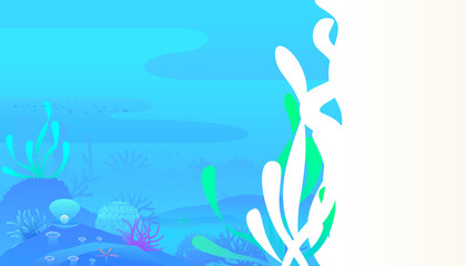 Fototapeta na wymiar Underwater world scene of coral reefs and sea life in the deep blue ocean . Vector illustration