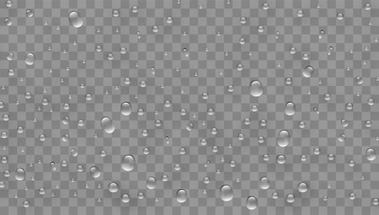 Water drops set on transparent background. 