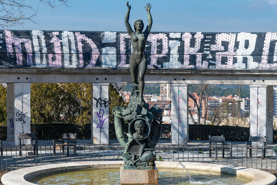 View of "Las Vistillas"square. Madrid, Spain