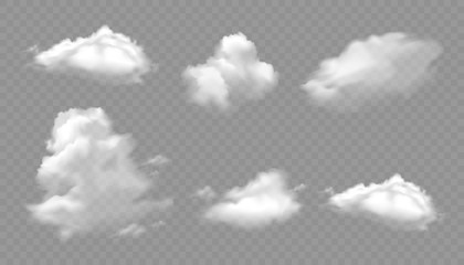 Vector set of realistic isolated cloud on the transparent background