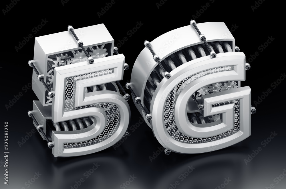 Poster 5g - 5th generation wireless network. designed in techno-style typeface characters which are compose