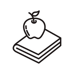 Book with apple icon in trendy outline style design. Vector graphic illustration. Suitable for website design, logo, app, and ui. Editable vector stroke. EPS 10.