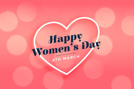 happy womens day heart pink bokeh banner