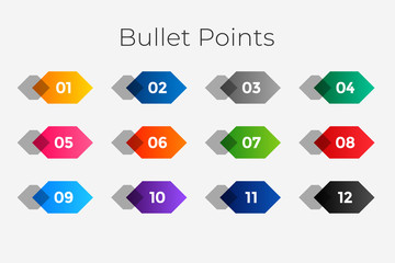 geometric number bullet points from one to twelve