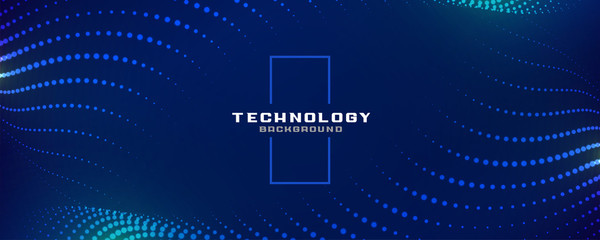 technology digital blue glowing particles banner design