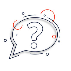 line style question mark chat bubble design
