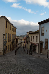 Typical colonial style houses on medieval street of old town la Orotava, Tenerife, Canary Islands. Spain.