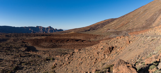 Views of lava field in the caldera of Mount Teide National Park, Tenerife, Canary Islands, Spain