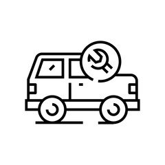 Car repair line icon, concept sign, outline vector illustration, linear symbol.
