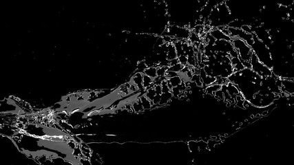Super Slow motion Close up Liquid Water Splash concept idea. 3D animation with Alpha channel.4k