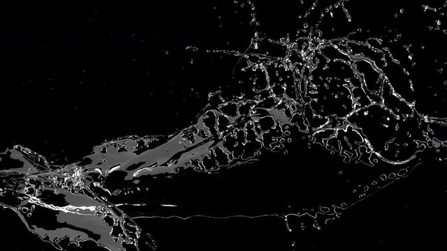 Super Slow motion Close up Liquid Water Splash concept idea. 3D animation with Alpha channel.4k