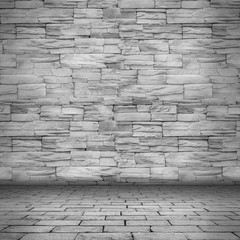 Empty concrete room brick wall, 3d rendering backdrop.