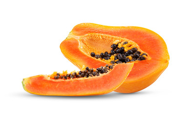 ripe papaya isolated on white background