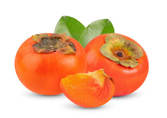 fresh ripe persimmons isolated on white background