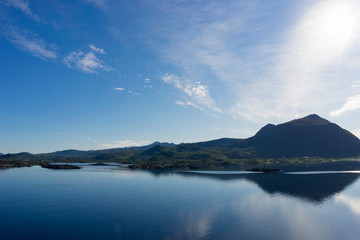 Panorama Lofoten is an archipelago in the county of Nordland, Norway. Is known for a distinctive scenery with dramatic mountains and peaks, open sea and sheltered bays, beaches and untouched lands.