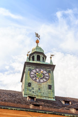 Graz, Austria. Clock on the old tower. Graz's arsenal