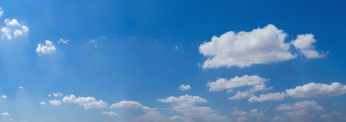 Naklejka na ściany i meble panorama blue sky with white cloud background nature view