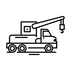 Builder truck line icon, concept sign, outline vector illustration, linear symbol.