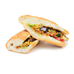 Vegatarian fresh vegetable pita on the white background