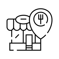 Cafe location line icon, concept sign, outline vector illustration, linear symbol.