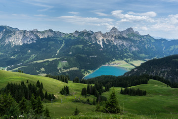 Bavarian lake seen from the top of a mountain