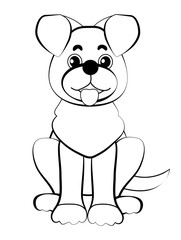puppy. black and white outline drawing by hand. coloring book for children. Doodle style.
