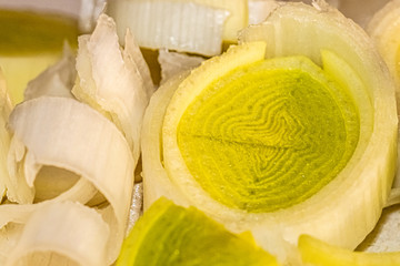 leek cut in close-up