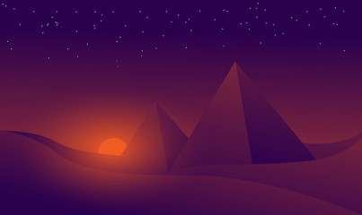 landscape pyramid desert sunset star