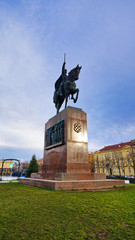 Obraz na płótnie Canvas Zagreb, Croatia - February 20, 2020 : Kralj Tomislav statue and landscape view in Zagreb, Croatia. Balkan European Country