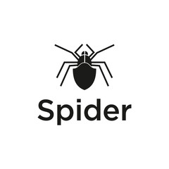simple insect black spider logo design vector
