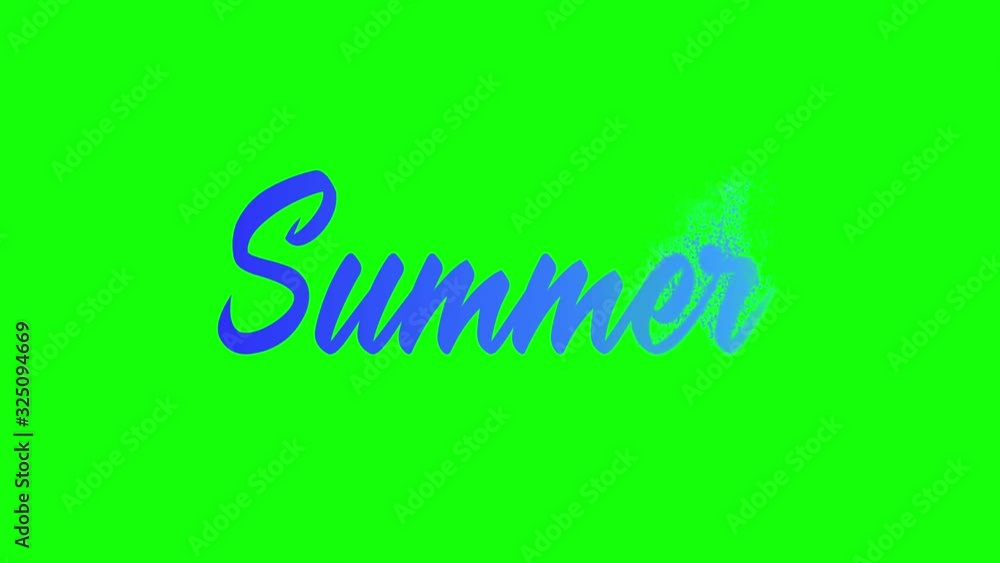Wall mural summer word animation with sand transition motion graphic effect on green background in 4k resolutio